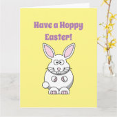 Happy Oaster Niedlich Bunny Rabbit Cartoon Karte (Gelbe Blume)