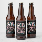 Happy Oaster Niedlich Bunny Rabbit Eggs Bierflaschenetikett (Flaschen)