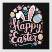 Happy Oaster Niedlich Bunny Rabbit Eggs Fensteraufkleber (Blatt)