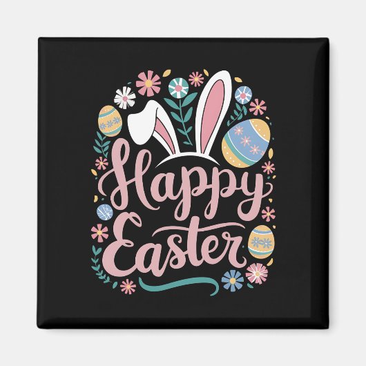 Happy Oaster Niedlich Bunny Rabbit Eggs Magnet (Vorne)
