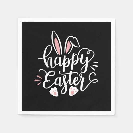 Happy Oaster Niedlich Bunny Rabbit Ostertag Serviette (Vorderseite)