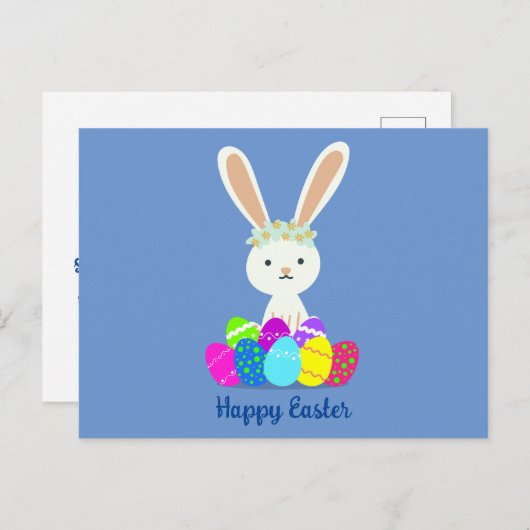 Happy Oaster Niedlich Bunny Rabbit Postkarte (Vorne/Hinten)
