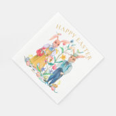 Happy Oaster Niedlich Bunny Rabbits Frühlingsblume Serviette (Ecke)