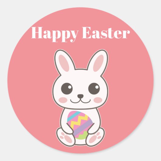 Happy Oaster Niedlich Bunny Runder Aufkleber (Vorderseite)