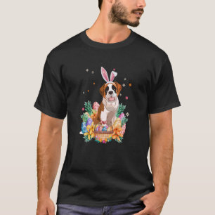 Happy Oaster Niedlich Bunny Saint Bernard Wearing T-Shirt