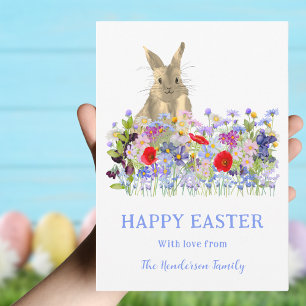 Happy Oaster Niedlich Bunny und Wildblumen Feiertagskarte