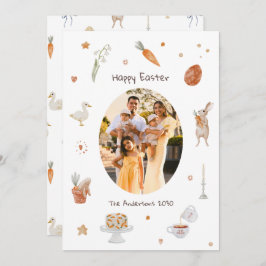 Happy Oaster Niedlich Bunny Watercolor Familienwoh Feiertagskarte