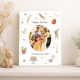 Happy Oaster Niedlich Bunny Watercolor Familienwoh Feiertagskarte