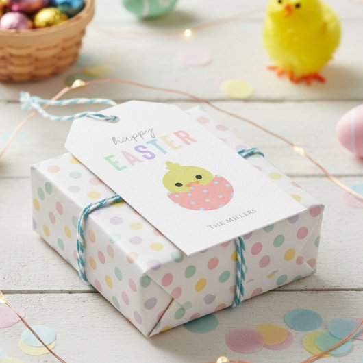 Happy Oaster Niedlich Chick Peep Pastel Typografie Geschenkanhänger