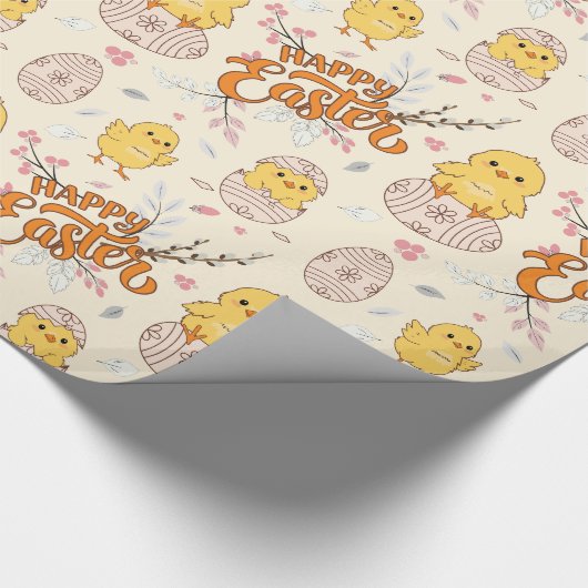 Happy Oaster Niedlich Chick Wrapping Paper Geschenkpapier (Ecke)
