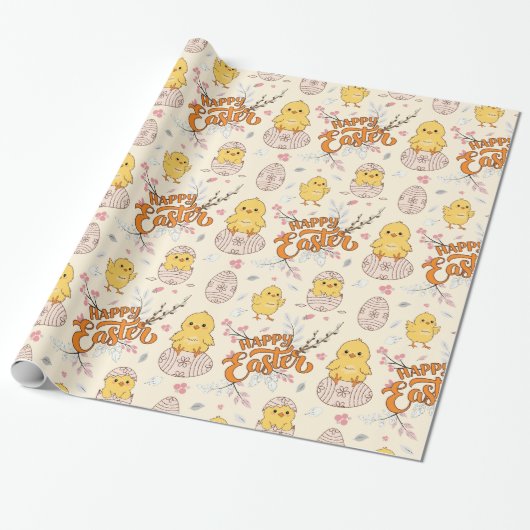 Happy Oaster Niedlich Chick Wrapping Paper Geschenkpapier (Ungerollt)