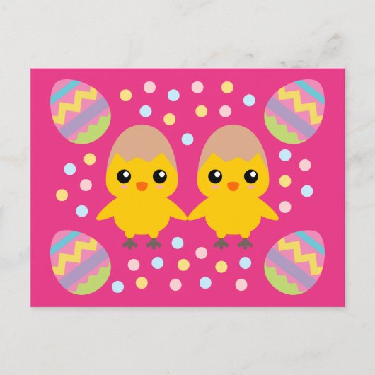 Happy Oaster Niedlich Chicks Postkarte (Vorderseite)