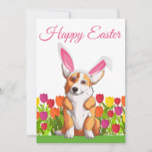 Happy Oaster Niedlich Corgi Bunny Floral Custom Karte (Vorderseite)