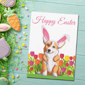 Happy Oaster Niedlich Corgi Bunny Floral Custom Karte