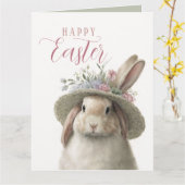 Happy Oaster Niedlich Floral Bunny Rabbit Foto Karte (Gelbe Blume)