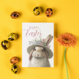 Happy Oaster Niedlich Floral Bunny Rabbit Foto Karte