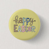 Happy Oaster Niedlich Floral Bunny Spring Leopard Button (Vorderseite)