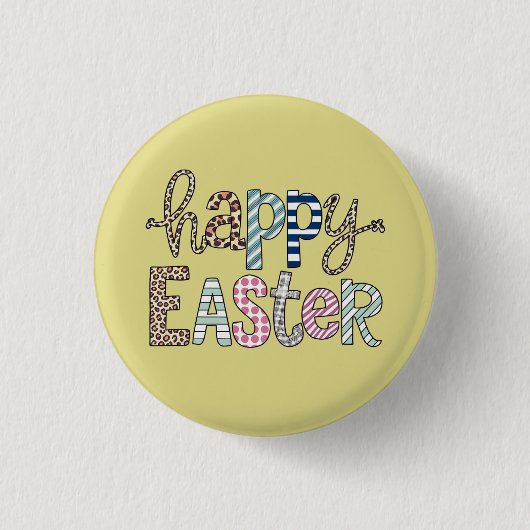 Happy Oaster Niedlich Floral Bunny Spring Leopard Button (Vorderseite)