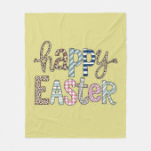 Happy Oaster Niedlich Floral Bunny Spring Leopard Fleecedecke (Vorderseite)