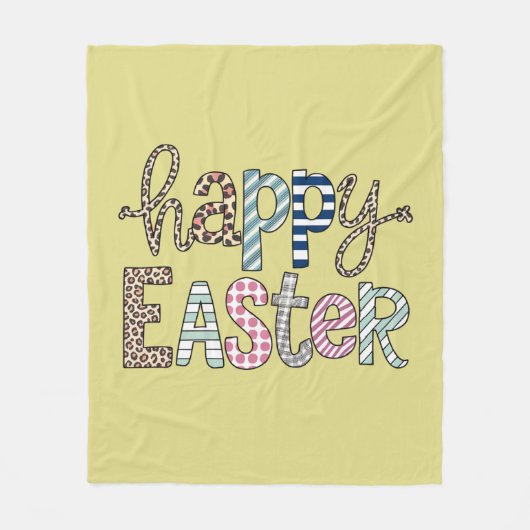 Happy Oaster Niedlich Floral Bunny Spring Leopard Fleecedecke (Vorderseite)