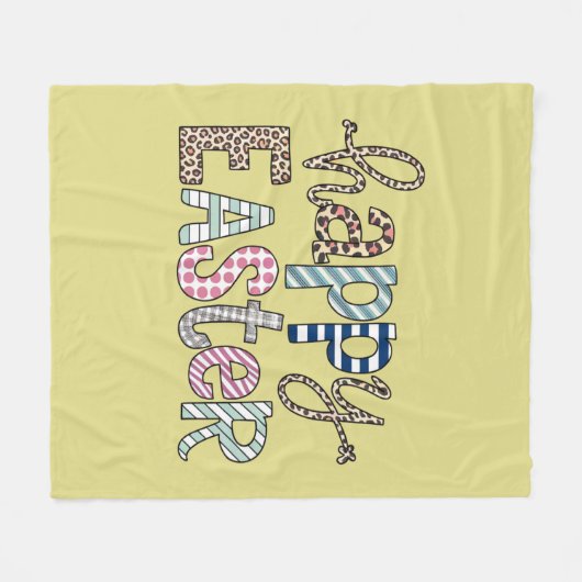 Happy Oaster Niedlich Floral Bunny Spring Leopard Fleecedecke (Vorderseite (Horizontal))