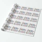 Happy Oaster Niedlich Floral Bunny Spring Leopard Geschenkpapier (Ungerollt)