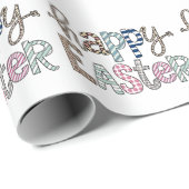 Happy Oaster Niedlich Floral Bunny Spring Leopard Geschenkpapier (Rolleneckpunkt)