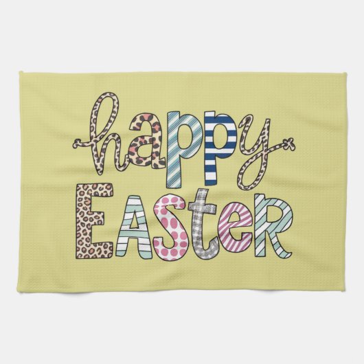 Happy Oaster Niedlich Floral Bunny Spring Leopard Geschirrtuch (Horizontal)