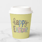 Happy Oaster Niedlich Floral Bunny Spring Leopard Pappbecher (Vorderseite)
