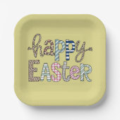 Happy Oaster Niedlich Floral Bunny Spring Leopard Pappteller (Vorderseite)
