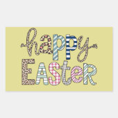 Happy Oaster Niedlich Floral Bunny Spring Leopard Rechteckiger Aufkleber (Vorderseite)