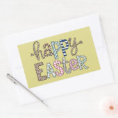 Happy Oaster Niedlich Floral Bunny Spring Leopard Rechteckiger Aufkleber (Umschlag)