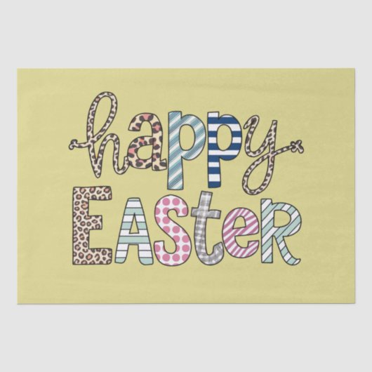 Happy Oaster Niedlich Floral Bunny Spring Leopard Seidenpapier (Vorderseite)