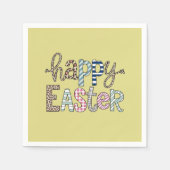 Happy Oaster Niedlich Floral Bunny Spring Leopard Serviette (Vorderseite)
