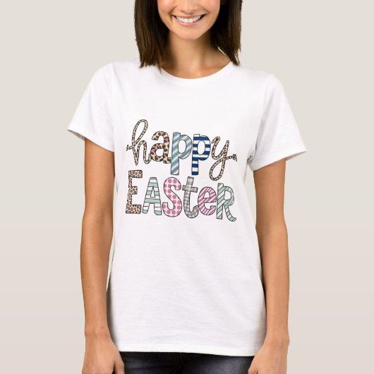 Happy Oaster Niedlich Floral Bunny Spring Leopard T-Shirt (Vorderseite)