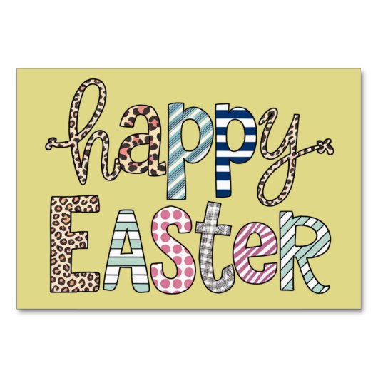 Happy Oaster Niedlich Floral Bunny Spring Leopard Tischnummer (Vorderseite)