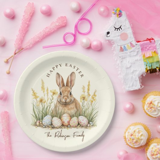 Happy Oaster Niedlich Floral Spring Rabbit Pappteller (Party)