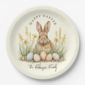 Happy Oaster Niedlich Floral Spring Rabbit Pappteller (Vorderseite)