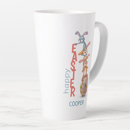 Happy Oaster Niedlich Funny Modern Bunny Rabbit Eg Milchtasse (Rechte Ecke)