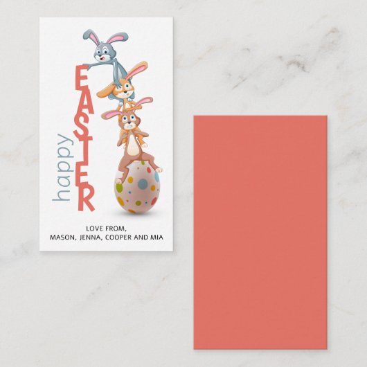 Happy Oaster Niedlich Funny Modern Bunny Rabbit Eg Mitteilungskarte (Vorne/Hinten)