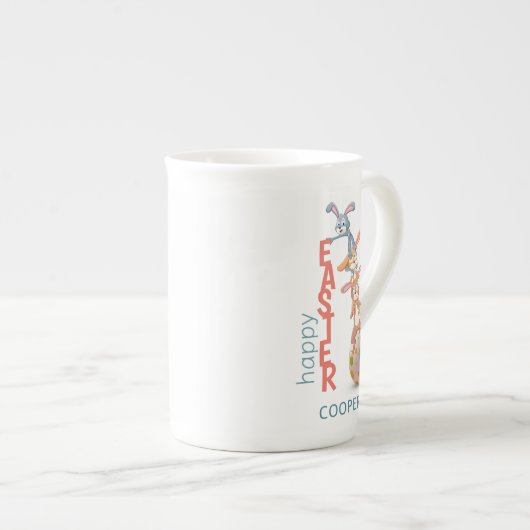 Happy Oaster Niedlich Funny Modern Bunny Rabbit Eg Porzellantasse (Vorderseite Rechts)