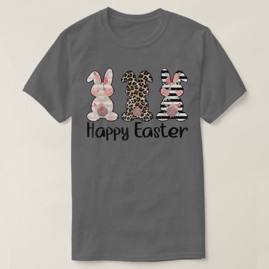 Happy Oaster Niedlich Leopard Bunnies Ostermatchin T-Shirt (Design vorne)
