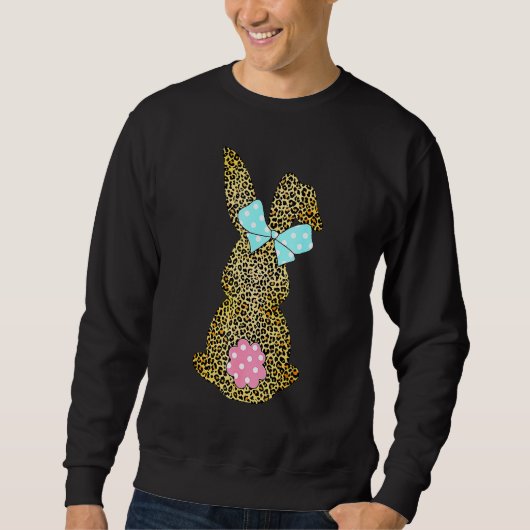 Happy Oaster Niedlich Leopard Bunny Rabbit Funny Sweatshirt (Vorderseite)