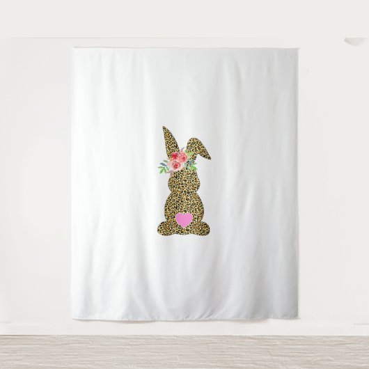 Happy Oaster Niedlich Leopard Bunny Rabbit Wandteppich (Vorderseite)