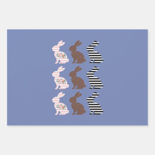 Happy Oaster Niedlich Osterleopard Bunny Rabbit Geschenkpapier Set (Vorderseite)