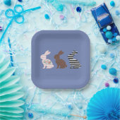 Happy Oaster Niedlich Osterleopard Bunny Rabbit Pappteller (Party)