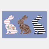 Happy Oaster Niedlich Osterleopard Bunny Rabbit Rechteckiger Aufkleber (Vorderseite)