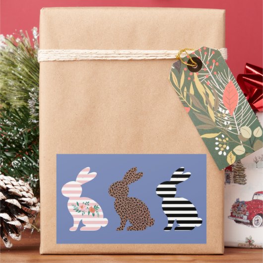 Happy Oaster Niedlich Osterleopard Bunny Rabbit Rechteckiger Aufkleber (Feiertag)