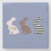 Happy Oaster Niedlich Osterleopard Bunny Rabbit Steinuntersetzer (Vorderseite)