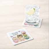 Happy Oaster Niedlich Owl Chicks | Urlaub Rechteckiger Pappuntersetzer (Vor Ort)